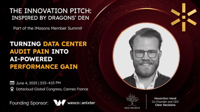 Clear Decisions pitch at Datacloud Global iMasons Innovation Summit